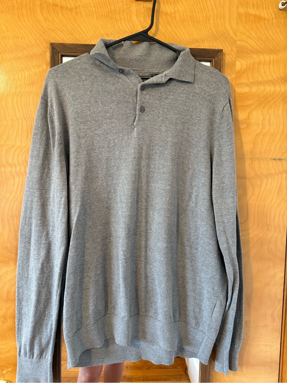 Brave Soul Grey Knit Polo Sweater